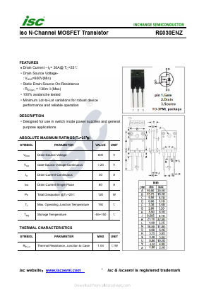 R6030ENZ Datasheet PDF Inchange Semiconductor