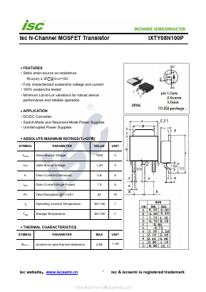 IXTY08N100P Datasheet PDF Inchange Semiconductor