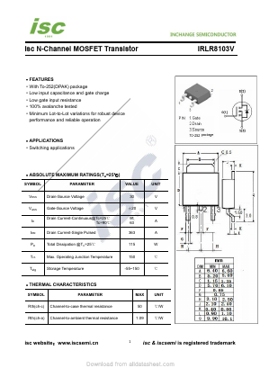 IRLR8103V Datasheet PDF Inchange Semiconductor