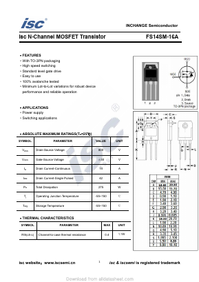 FS14SM-16A Datasheet PDF Inchange Semiconductor