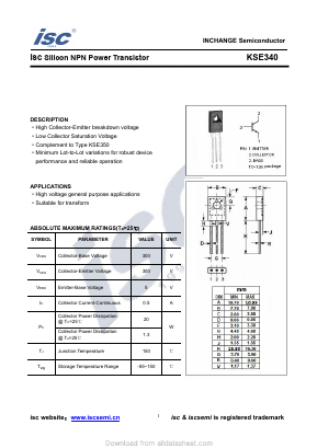 KSE340 Datasheet PDF Inchange Semiconductor