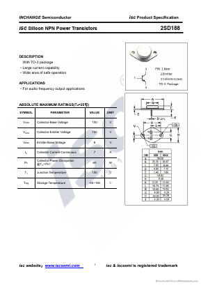 2SD188 Datasheet PDF Inchange Semiconductor