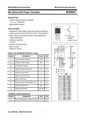 MJE8501 Datasheet PDF Inchange Semiconductor
