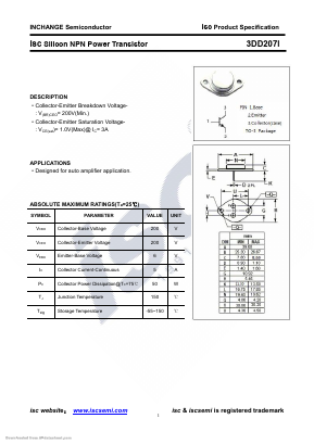 3DD207I Datasheet PDF Inchange Semiconductor