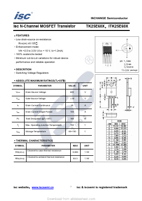 TK25E60X Datasheet PDF Inchange Semiconductor