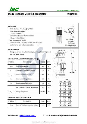 K1296 Datasheet PDF Inchange Semiconductor