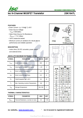 2SK1647L Datasheet PDF Inchange Semiconductor