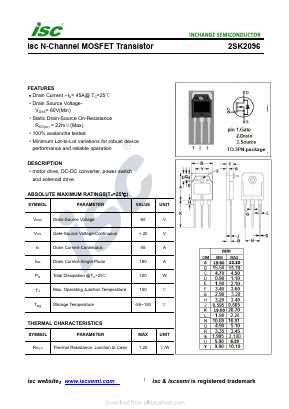 2SK2096 Datasheet PDF Inchange Semiconductor