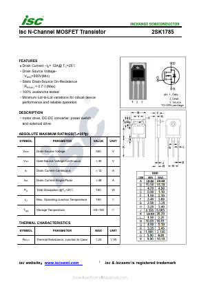 K1785 Datasheet PDF Inchange Semiconductor