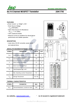 K1795 Datasheet PDF Inchange Semiconductor