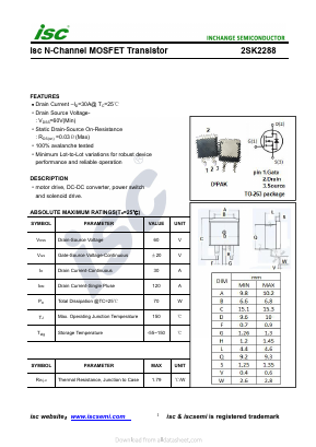2SK2288 Datasheet PDF Inchange Semiconductor