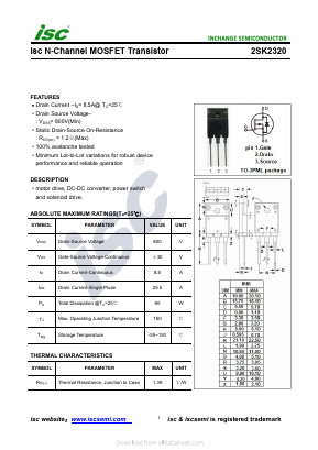 2SK2320 Datasheet PDF Inchange Semiconductor