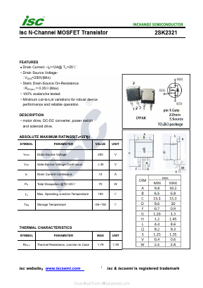 2SK2321 Datasheet PDF Inchange Semiconductor