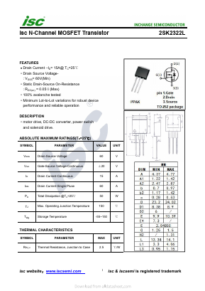 2SK2322L Datasheet PDF Inchange Semiconductor
