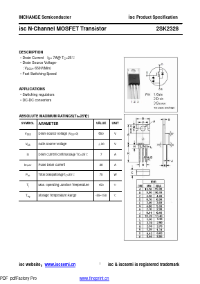 2SK2328 Datasheet PDF Inchange Semiconductor