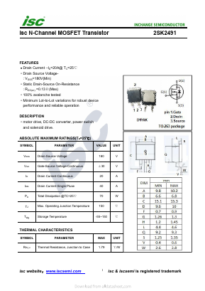 2SK2491 Datasheet PDF Inchange Semiconductor