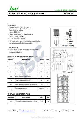 2SK2653 Datasheet PDF Inchange Semiconductor