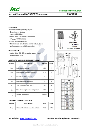 K2756 Datasheet PDF Inchange Semiconductor
