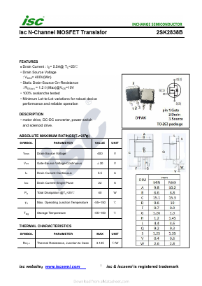 K2838B Datasheet PDF Inchange Semiconductor