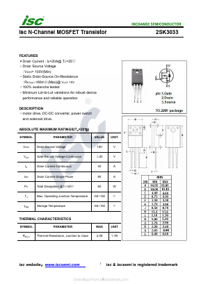 2SK3033 Datasheet PDF Inchange Semiconductor