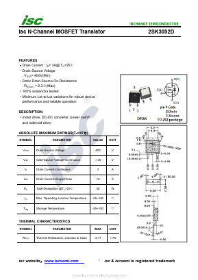 K3092D Datasheet PDF Inchange Semiconductor
