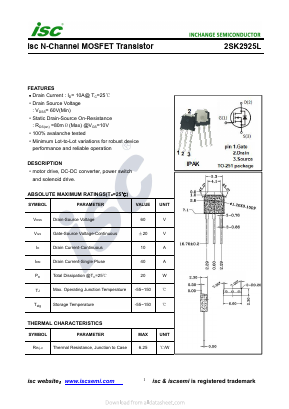 2SK2925L Datasheet PDF Inchange Semiconductor