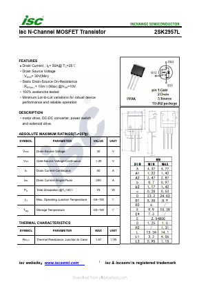 2SK2957L Datasheet PDF Inchange Semiconductor