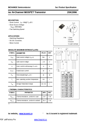 K2996 Datasheet PDF Inchange Semiconductor