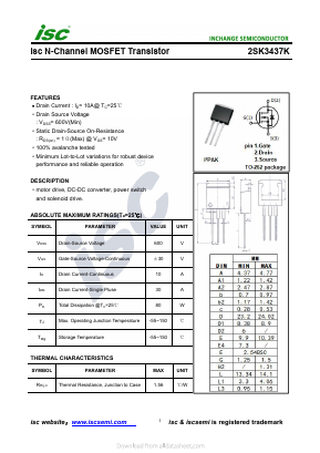 2SK3437K Datasheet PDF Inchange Semiconductor