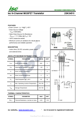 2SK3491I Datasheet PDF Inchange Semiconductor