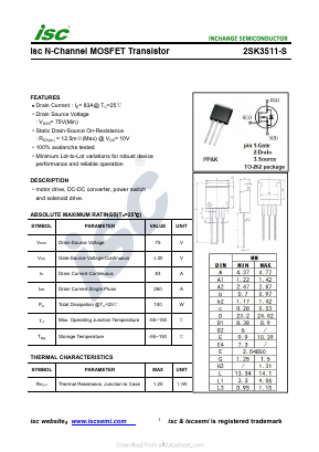 2SK3511-S Datasheet PDF Inchange Semiconductor