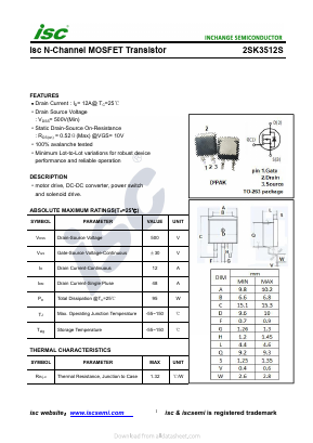 K3512S Datasheet PDF Inchange Semiconductor