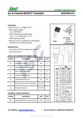 2SK3990-01L Datasheet PDF Inchange Semiconductor