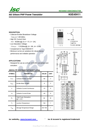KSE45H11 Datasheet PDF Inchange Semiconductor
