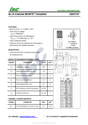 2SK3747 Datasheet PDF Inchange Semiconductor