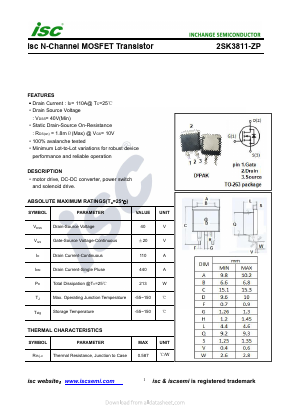 2SK3811-ZP Datasheet PDF Inchange Semiconductor