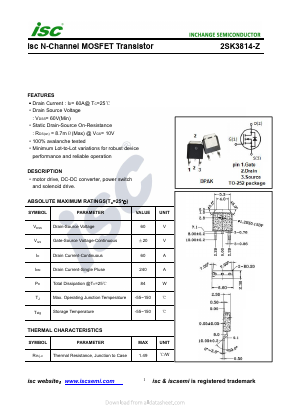 2SK3814-Z Datasheet PDF Inchange Semiconductor