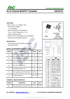 2SK3815L Datasheet PDF Inchange Semiconductor