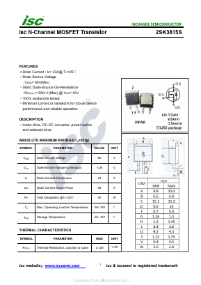 2SK3815S Datasheet PDF Inchange Semiconductor
