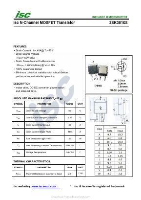 2SK3816S Datasheet PDF Inchange Semiconductor