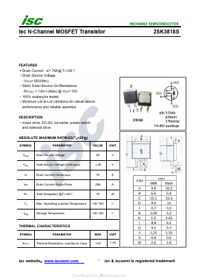 2SK3818S Datasheet PDF Inchange Semiconductor