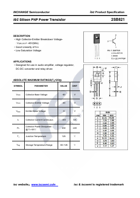 B821 Datasheet PDF Inchange Semiconductor