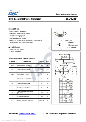 2SD1239 Datasheet PDF Inchange Semiconductor