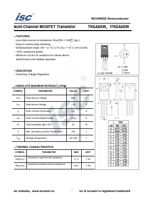 TK6A60W Datasheet PDF Inchange Semiconductor