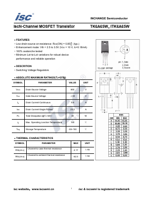 TK6A65W Datasheet PDF Inchange Semiconductor