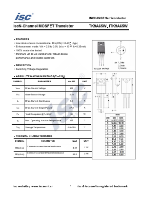 TK9A65W Datasheet PDF Inchange Semiconductor