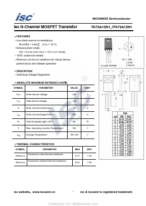 TK72A12N1 Datasheet PDF Inchange Semiconductor