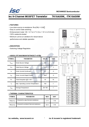 ITK10A50W Datasheet PDF Inchange Semiconductor