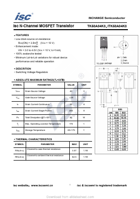 TK50A04K3 Datasheet PDF Inchange Semiconductor