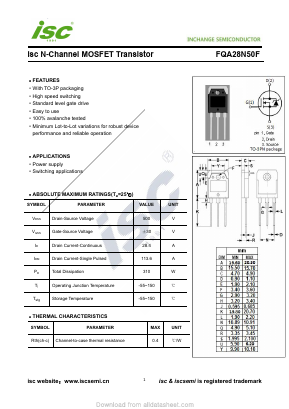 FQA28N50F Datasheet PDF Inchange Semiconductor